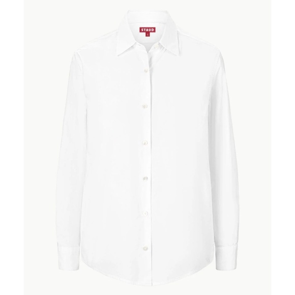 NWT Staud Roxbury Button-front Poplin Shirt in White - Picture 5 of 6